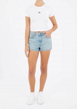 GUESS - Guess γυναικείο denim σορτς ψηλόμεσο πεντάτσεπο Slim Fit - W5GD0YD5O14 Denim Blue