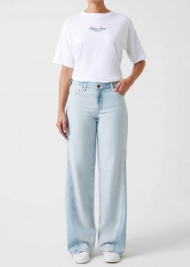 GUESS - Guess γυναικείο τζιν παντελόνι ψηλόμεσο πεντάτσεπο Wide Leg - W6GA2TD6534 Denim Blue Ανοιχτό