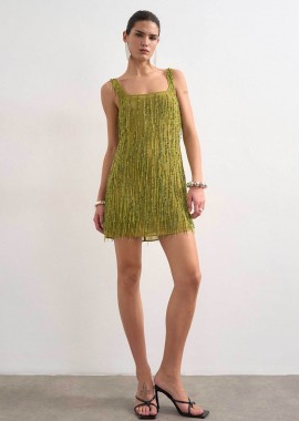 TOPSHOP - Topshop γυναικείο mini φόρεμα με κρόσσια