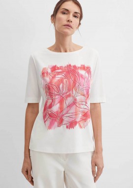 Gerry Weber γυναικείο T-shirt με floral print - N61718331040 Λευκό