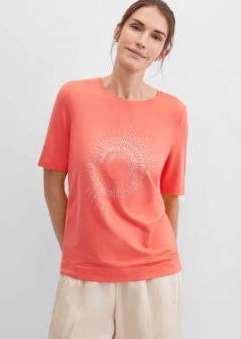 Gerry Weber γυναικείο T-shirt με στρας Straight Cut - N61731181040 Κοραλί