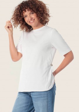 Gerry Weber γυναικείο T-shirt με ρυθμιζόμενο λάστιχο στη μέση - N61734121040 Λευκό