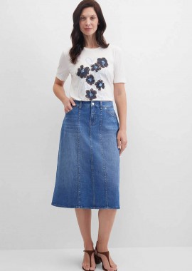 GERRY WEBER - Gerry Weber γυναικεία denim φούστα midi - N65615395042 Denim Blue