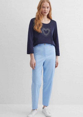 GERRY WEBER - Gerry Weber γυναικείο παντελόνι cropped Tapered Fit - N67102125040 Μπλε Ανοιχτό
