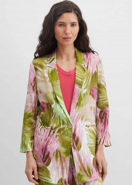 Gerry Weber γυναικείο λινό σακάκι με floral print - N60158630042 Πράσινο