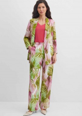 Gerry Weber γυναικεία παντελόνα λινή με floral print - N67014630044 Πράσινο
