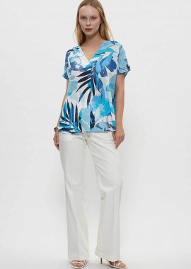 GERRY WEBER - Gerry Weber γυναικείο τζιν παντελόνι πεντάτσεπο Flared Wide Leg - N67095102042 Λευκό