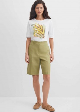 GERRY WEBER - Gerry Weber γυναικεία βερμούδα με λινάρι Relaxed Straight Cut - N67202177044 Λαδί