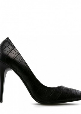 ONLINESHOES - Γυναικείες ΓΟΒΑ CROCO ΕΛΛΗΝΙΚΗΣ ΚΑΤΑΣΚΕΥΗ ΜΑΥΡΟ