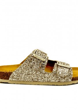 Γυναικεία Plakton Δερμάτινα Σανδάλια Glitter 180010 ΧΡΥΣΟ