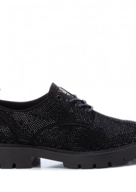 XTI - Γυναικεία VEGAN OXFORD ΜΕ STRASS XTI 142124 ΜΑΥΡΟ