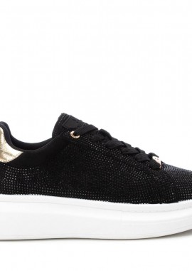 XTI - Γυναικεία Xti Γυναικεία Sneakers με Strass 142289 Vegan ΜΑΥΡΟ