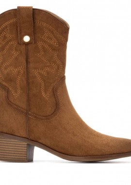 XTI - Γυναικεία Xti Γυναικεία Cowboy Μποτάκια Σουετ 144307 Vegan ΚΑΜΕΛ