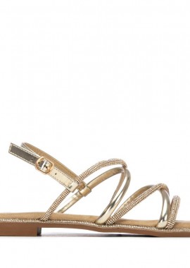 Γυναικεία Xti Γυναικείο Σανδάλι Flat με Strass 145106 Vegan ΧΡΥΣΟ