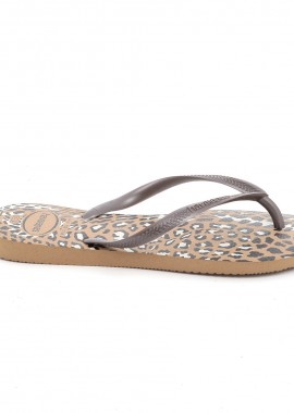 Γυναικεία Σαγιονάρα Havaianas Slim Print Χρώματος Καφέ Animal 4103352-6841