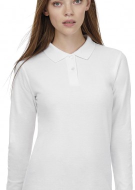 B & C - Μπλούζα Polo Γυναικεία Μακρυμάνικη PWI13 B & C ID.001 LSL White