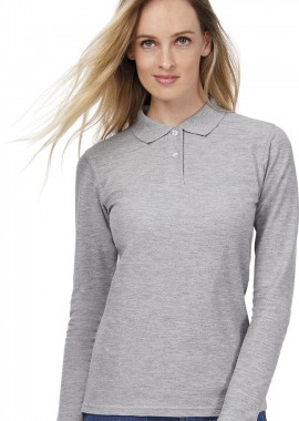B & C - Μπλούζα Polo Γυναικεία Μακρυμάνικη PWI13 B & C ID.001 LSL Heather Grey