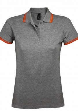 SOLS - Γυναικείο Πόλο Πικέ 00578 SOL'S Pasadena Grey Melange/Orange