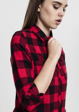 Γυναικείο Καρό Πουκάμισο TB1280 Urban Classics Black/Red Blk/Red