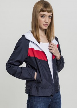 Urban Classics - Γυναικείο αντιανεμικό μπουφάν 3-Tone Urban Classics TB2009 Navy/White/Fire Red