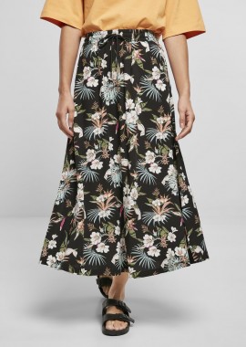 Γυναικεία Midi Φούστα Βισκόζη TB4099 Urban Classics Black Tropical
