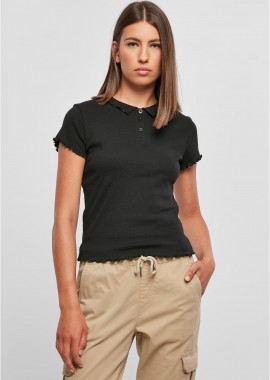 Ladies Rib Polo Tee Urban Classics TB5978-00007 black