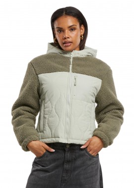 Urban Classics - Ladies Sherpa Crinkle Nylon Mix Jacket Urban Classics TB7071-18582 Palegreen/Stonegreen