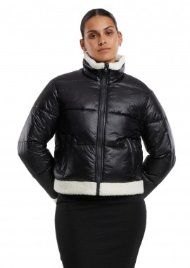 Γυναικείο Μπουφάν Puffer TB7074-03275 Urban Classics black/whitesand