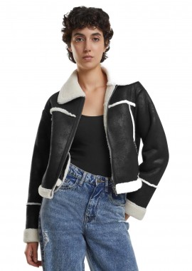 Urban Classics - Γυναικείο Μπουφάν Shearling TB7076-03275 Urban Classics black/whitesand
