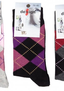Γυναικείες casual κάλτσες DIAMONDS Βαμβακερές 3 ζευγάρια Design 50233 Σκούρο Πολύχρωμο