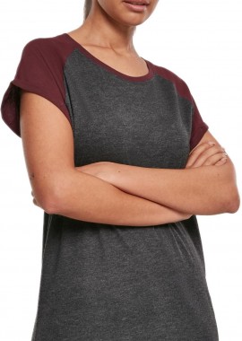 Urban Classics - Γυναικείο T-shirt Contrast Raglan TB1913-02252 Urban Classics charcoal/redwine