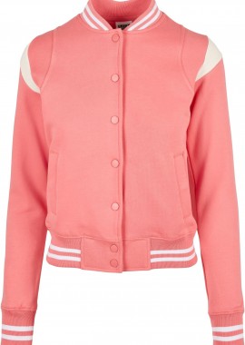 Ladies Inset College Sweat Jacket Urban Classics TB2618-02923 palepink/whitesand