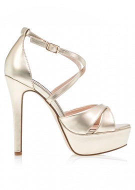 Tsoukalas - Πέδιλα χρυσά δερματίνη με φιάπα και χιαστί λουράκια ΧΡΥΣΟ