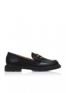 Oxfords μαύρα δερματίνη με διακοσμητική αγκράφα ΜΑΥΡΟ