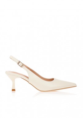 Tsoukalas - Γόβες TSOUKALAS μπεζ δερματίνη με λουστρίνι τακούνι ΜΠΕΖ