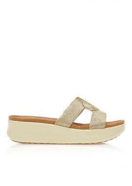 Flatforms χρυσά δερματίνη με σχέδιο πλέξη στην φάσα ΧΡΥΣΟ