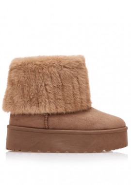 Tsoukalas - Μποτάκια πούρο σουέτ με γούνα ΠΟΥΡΟ