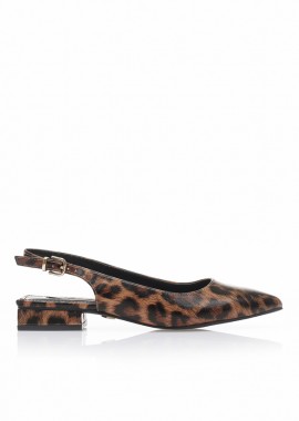 Tsoukalas - Γόβες mules animal print δερματίνη μυτερές ΛΕΟΠΑΡ
