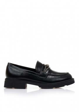 Oxfords μαύρα δερματίνη με αγκράφα από στρας ΟΛΟΜΑΥΡΟ