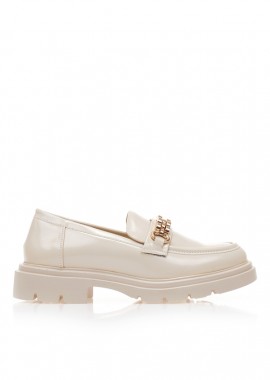 Oxfords μπεζ δερματίνη με χρυσή αγκράφα ΜΠΕΖ