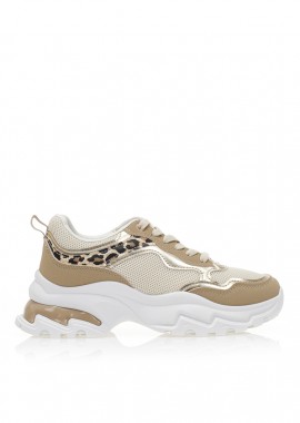 Αθλητικά πούρο υφασμάτινα με χρυσές και animal print λεπτομέρειες ΠΟΥΡΟ
