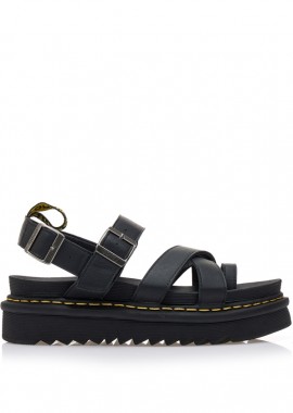 Flatforms μαύρα δερματίνη με πολλαπλά λουράκια και σχέδιο δαχτυλίδι ΜΑΥΡΟ