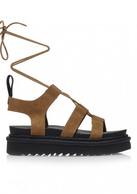 Flatforms κάμελ σουέτ με ιδιαίτερο δέσιμο ΚΑΜΕΛ