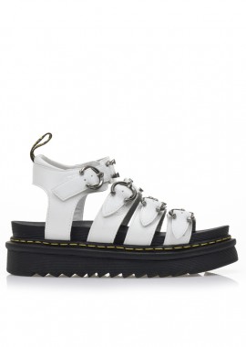 Flatforms λευκά δερματίνη με πολλαπλά λουράκια και τρουκς ΛΕΥΚΟ