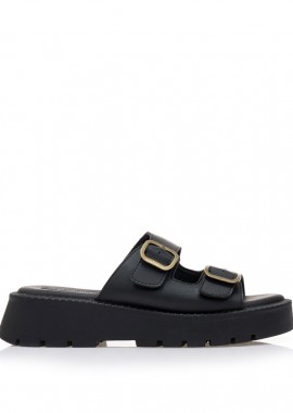 Flatforms μαύρα δερματίνη με ρυθμιζόμενη φάσα ΜΑΥΡΟ