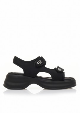 Flatforms μαύρα υφασμάτινα με σκρατς ΜΑΥΡΟ