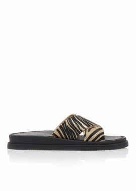 Flatforms χειροποίητα animal print δερματίνη με χιαστή φάσα ΤΙΓΡΕ