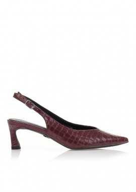 Γόβες mules μπορντό δερματίνη με animal print ΜΠΟΡΝΤΟ