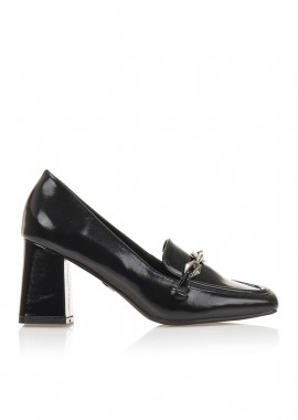 Γόβες loafers μαύρες λουστρίνι με αγκράφα ΜΑΥΡΟ