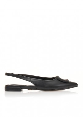 Tsoukalas - Γόβες μυτερές Slingback με αγκράφα ΜΑΥΡΟ